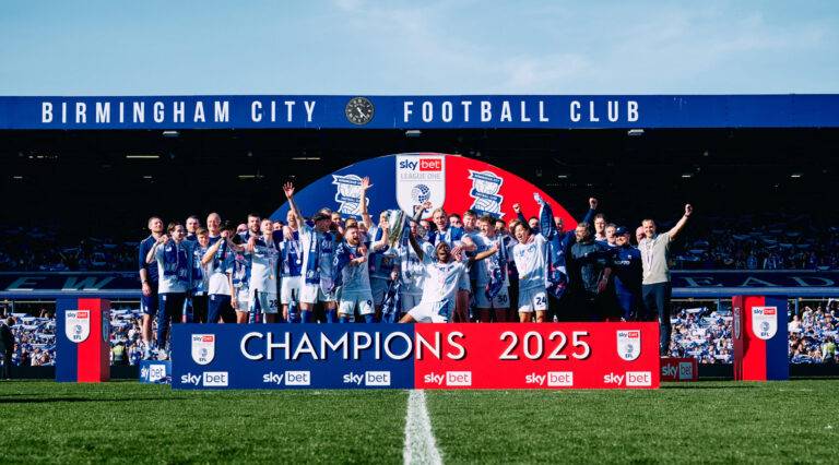 Birmingham City celebrate winning League One
