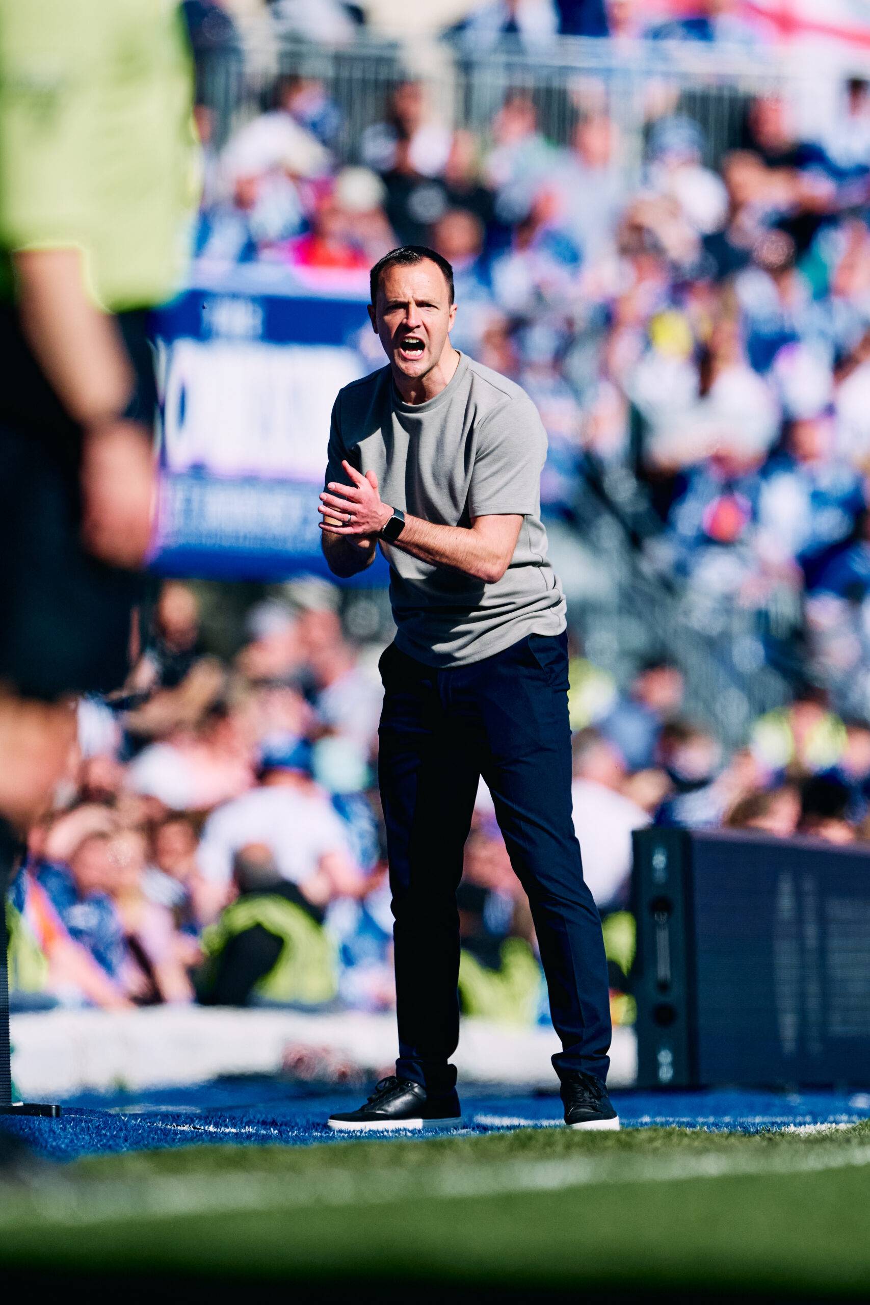 Birmingham City manager Chris Davies urges his team on