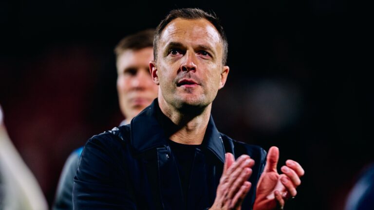 Chris Davies applauds Blues fans at Wrexham
